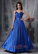 Royal Blue A-line Straps Evening Dress Ruch