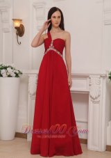 Beaded Chiffon Prom Dress One Shoulder 2013