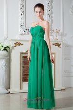 Crisscross Green Pleated Chiffon Girls Prom Dress