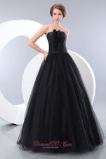 A-line Black Prom Evening Dress Tulle Corset Design