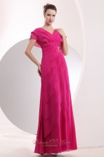 Layered Cap Sleeves V-neck Chiffon Prom Dress 2013