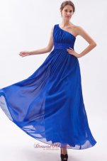 Ankle Length One Shouldre Royal Beaded Prom Dress