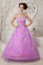 Appliques Tulle 2013 Lavender Hand Made Prom Dress