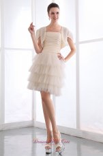 Mini Length Chapagne Tulle Layered Prom Dress with Jacket