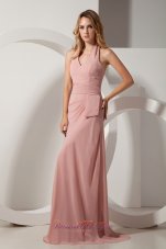 Simple Design Bridesmaid Dress with Brush Halter