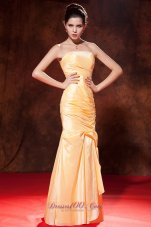Mermaid Designers Gold Taffeta Prom Dress Ruched