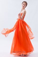 Empire Orange Red Beading Chiffon Prom Graduation Dress