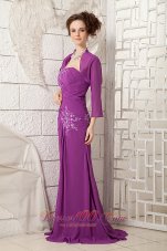 One Shoulder Purple Mother Of The Bride Dress Jacket