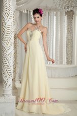 Beaded Sweetheart Prom Holiday Dress with Brush Yellow Style