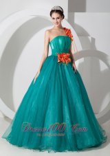 Sweet 16 Dress Hand Made Flower One Shouder Ruch Bodice