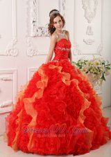 Pretty Quinceanera Dress Orange Organza Beading