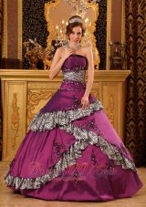 Purple and Zebra Ball Gown Quinceanera Dress