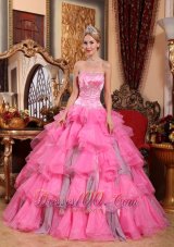 Rose Pink Quinceanera Dress Sweetheart Layered