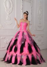 Pink and Balck Beading Princess Sweet 15 Dress