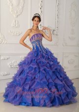 Pretty Royal Blue and Purple Quinceanera Dress Applique