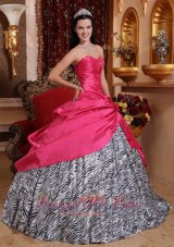 Hot Pink and Zebra Sweet 16 Dress Taffeta Quinceanera Dress