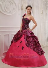 Hot Pink and Zebra Quinceanera Dress Ball Gown