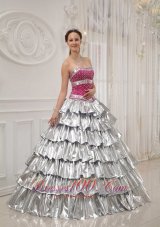 Quinceanera Dress Strapless Satin and Taffeta Beading