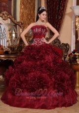 Burgundy Quinceanera Dress Strapless Ball Gown