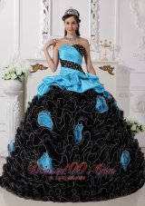 Black and Aqua Blue Quinceanera Dress Pick-ups Sweetheart