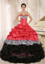 Zebra Print Hot Pink and Black Sweetheart Pink-ups Dresses for Quince