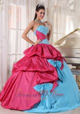 Aqua and Pink Multi-tierd Quinceanera Dress