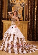 Zebra and Leopard Quinceanera Dress Brush Train Strapless