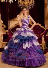 Colorful One Shoulder Layer Ball Gown Quinceanera Dress