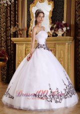 White Quinceanera Gown Embroidery A-line