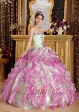 Spring Green and Fuchsia Strapless Quinceanera Dress