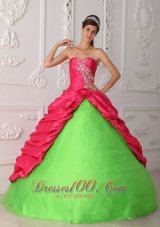 Hot Pink and Spring Green Sweet 16 Dress Discount