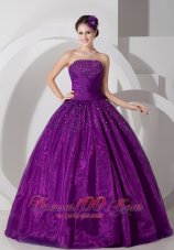 Dank Magenta A-line Strapless Quinceanera Dress