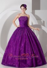 Dank Magenta A-line Strapless Quinceanera Dress