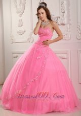 Rose Pink Sweet 16 Dress Embroidery Sweetheart