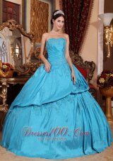 Strapless Teal Quinceanera Dress Layer Pick-ups
