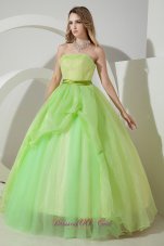 Strapless Spring Green Sweet 16 Dress Sash 2013