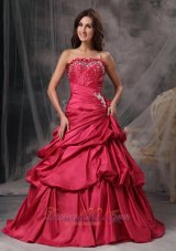 Coral Red A-Line Princess Strapless Prom Dress