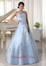 Organza Beading Sweetheart Blue A-line Quinceanera Dress