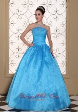 Strapless Quinceanera Dress Beaded Taffeta Organza