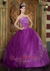 Purple Quinceanera Beaded Dress Sweetheart Appliques Tulle