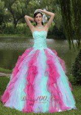 Multi-color Organza Dress for Graduation With Ruffle Decorate