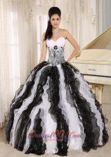 Multi-color organza Ruffles Quinceanera Dress With Appliques