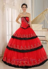 Red Handmade Flowers Lace for 2013 Quinceanera Dress