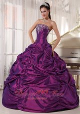 Purple Ball Gown Taffeta Embroidery Quinceanera Dress