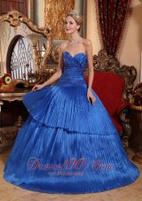 Sweetheart Organza Ball Gown Royal Blue Quincenera Dresses