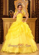 Yellow Quinceanera Dress with Jacket Organza Appliques