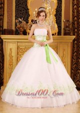 Organza Appliques White Quinceanera Dress On Sale