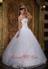 White Sweet sixteen Dresses Satin and Tulle Lace