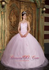 Tulle Appliques Baby Pink Sweetheart Quinceanera Dress