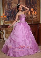 Lavender Beading Ball Gown Organza Sweet 15 Dresses